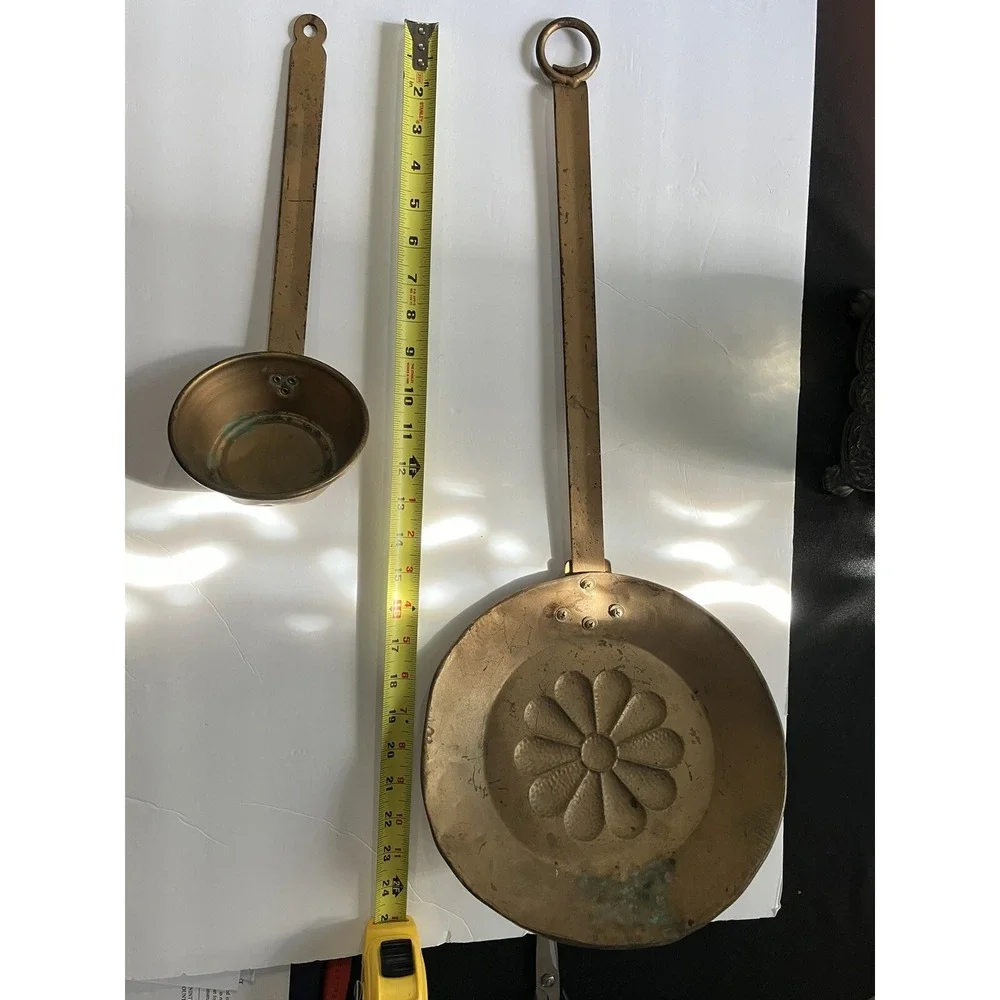 Vintage‎ Copper Sauté Pan W/ Metal Long Handle-set of 2